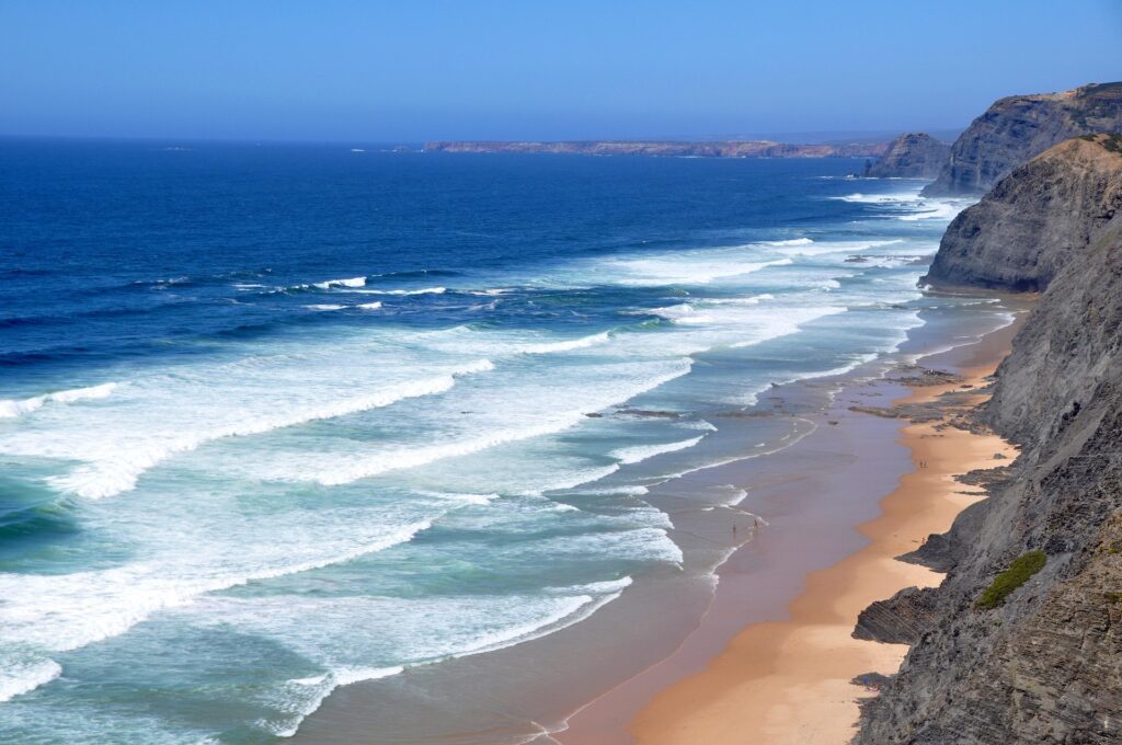 Clifftop view from the Fishermans Trail / Rota Vicentina in Algarve, Portugal